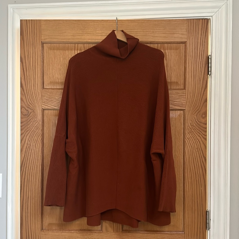 Oversized rust turtleneck sweater